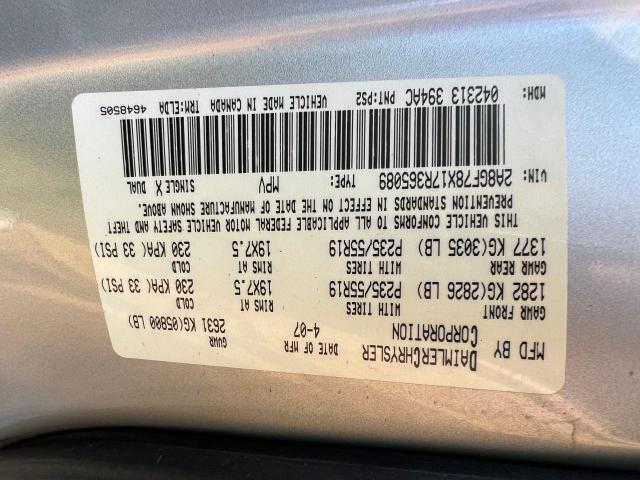 2A8GF78X17R365089 - 2007 CHRYSLER PACIFICA LIMITED SILVER photo 10