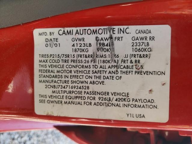 2CNBJ734716934528 - 2001 CHEVROLET TRACKER ZR2 RED photo 13