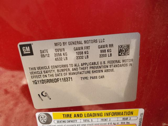 1G11D5RR6DF116371 - 2013 CHEVROLET MALIBU 1LT RED photo 12