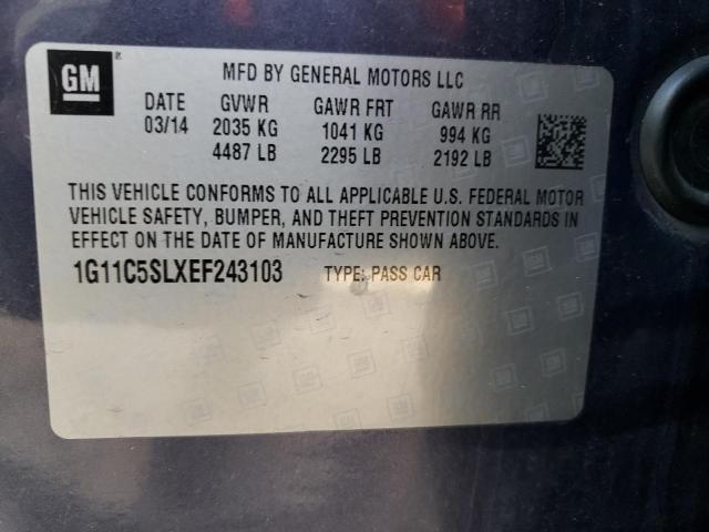 1G11C5SLXEF243103 - 2014 CHEVROLET MALIBU 1LT BLUE photo 13