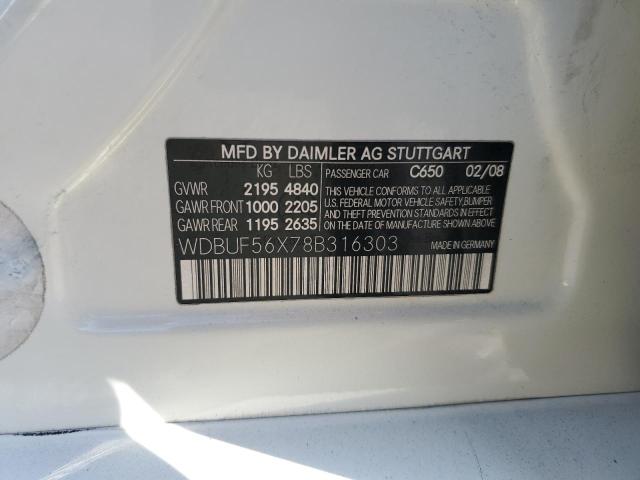 WDBUF56X78B316303 - 2008 MERCEDES-BENZ E 350 WHITE photo 12