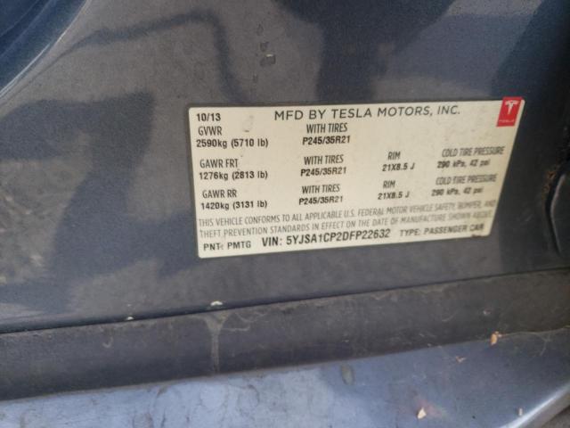 5YJSA1CP2DFP22632 - 2013 TESLA MODEL S Մոխրագույն լուսանկար 12