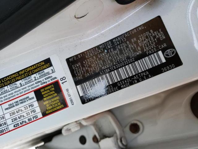 4T1BK1EB3DU035502 - 2013 TOYOTA AVALON BASE 白色 照片 13