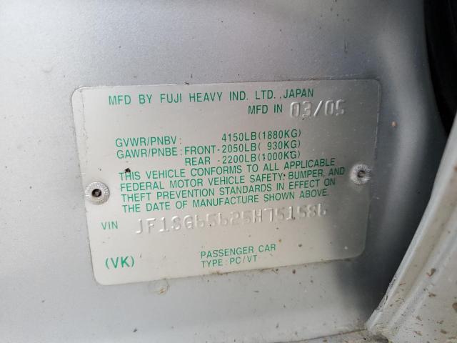 JF1SG65625H751586 - 2005 SUBARU FORESTER 2.5XS Silber Foto 12