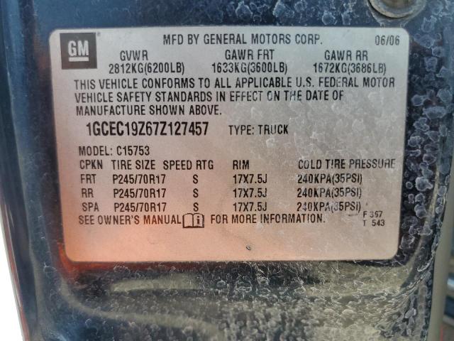 1GCEC19Z67Z127457 - 2007 CHEVROLET SILVERADO C1500 CLASSIC Mavi foto 12