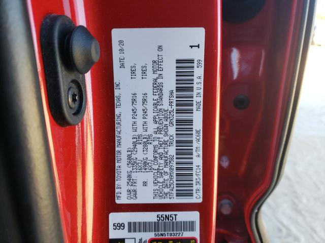 5TFAZ5CN9MX097582 - 2021 TOYOTA TACOMA DOU RED photo 12