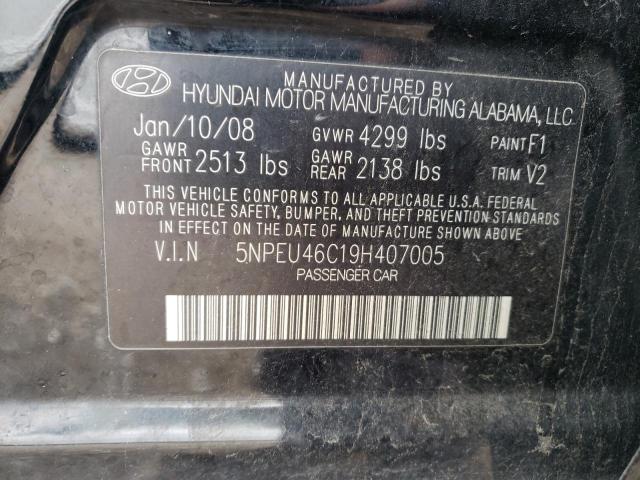 5NPEU46C19H407005 - 2009 HYUNDAI SONATA SE BLACK photo 12