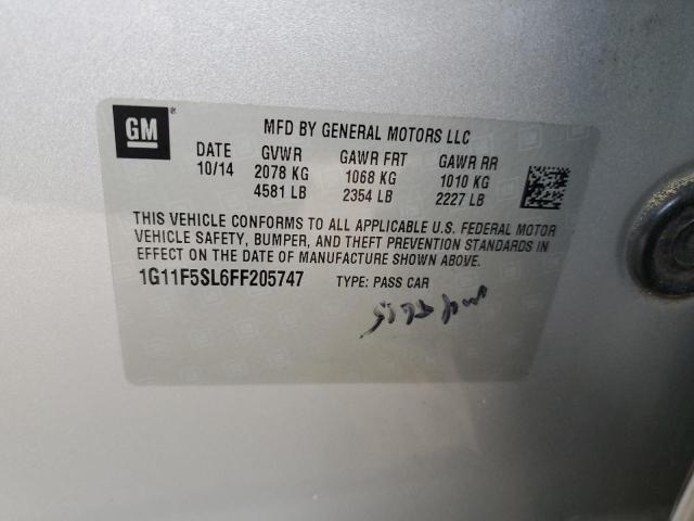 1G11F5SL6FF205747 - 2015 CHEVROLET MALIBU LTZ SILVER photo 12