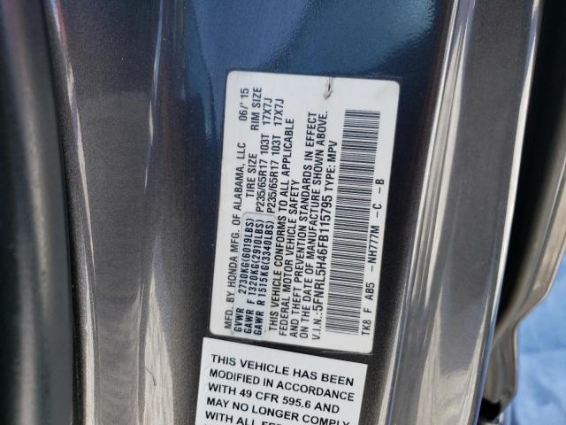 5FNRL5H46FB115795 - 2015 HONDA ODYSSEY EX GRAY photo 13