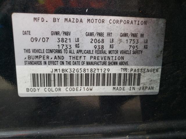 JM1BK32G581821129 - 2008 MAZDA 3 I BLACK photo 12