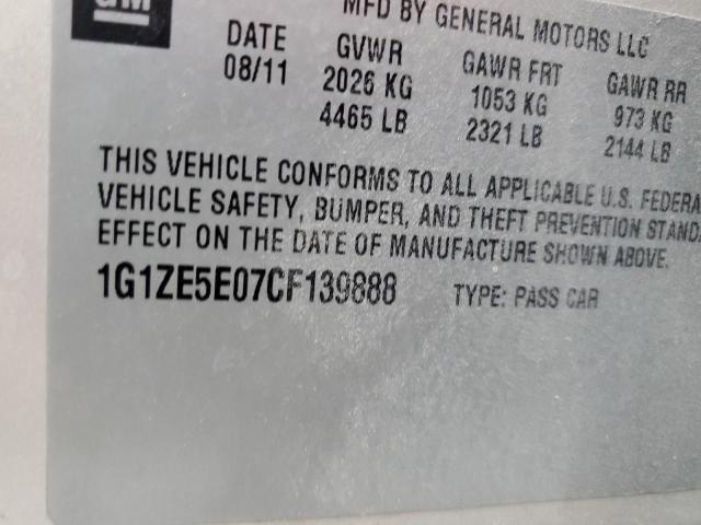 1G1ZE5E07CF139888 - 2012 CHEVROLET MALIBU LTZ ნაცრისფერი ფოტო 13