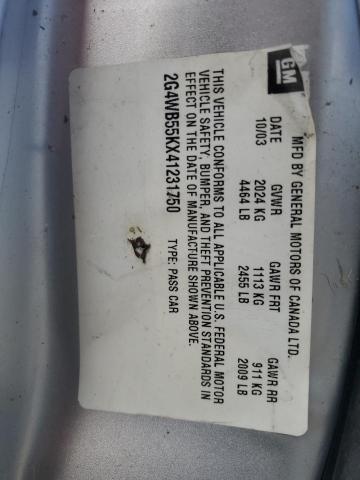 2G4WB55KX41231750 - 2004 BUICK REGAL LS 银色 照片 12