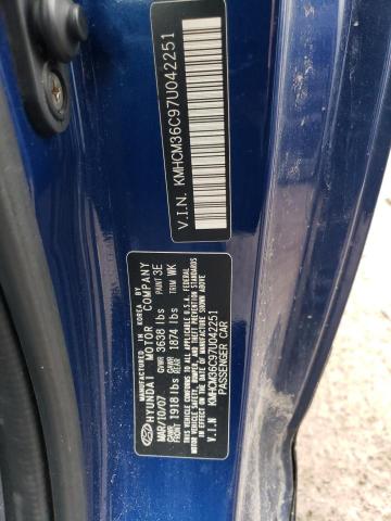 KMHCM36C97U042251 - 2007 HYUNDAI ACCENT GS BLUE photo 12