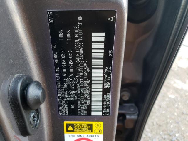 5TDJKRFH5GS501280 - 2016 TOYOTA HIGHLANDER XLE ნაცრისფერი ფოტო 13