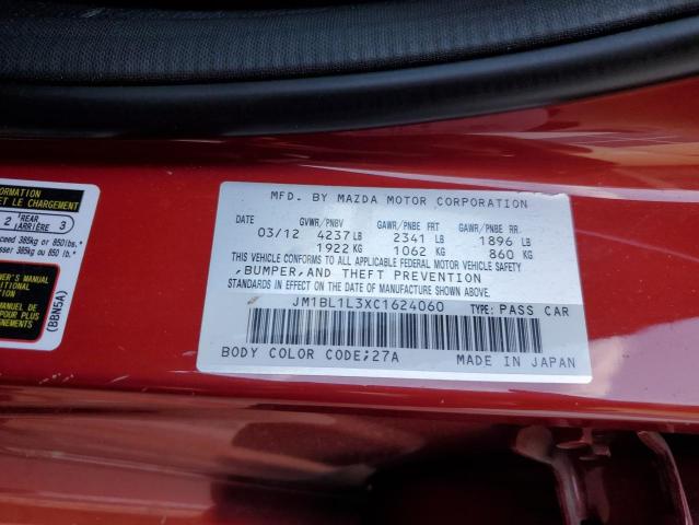 JM1BL1L3XC1624060 - 2012 MAZDA SPEED 3 RED photo 12