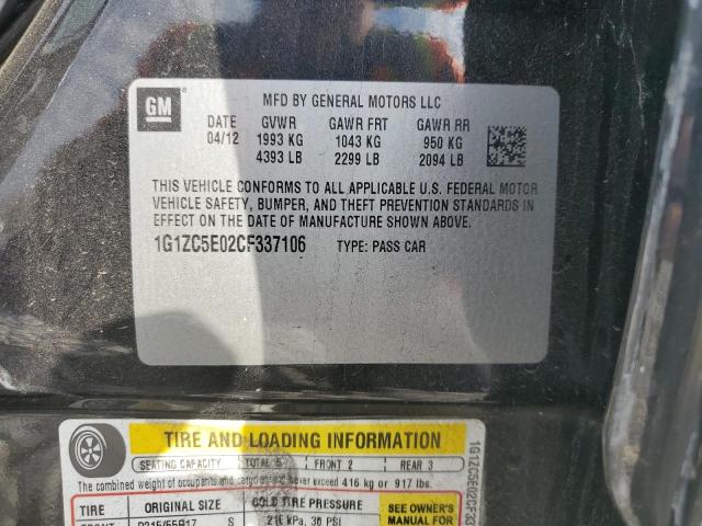 1G1ZC5E02CF337106 - 2012 CHEVROLET MALIBU 1LT 黑色 照片 12