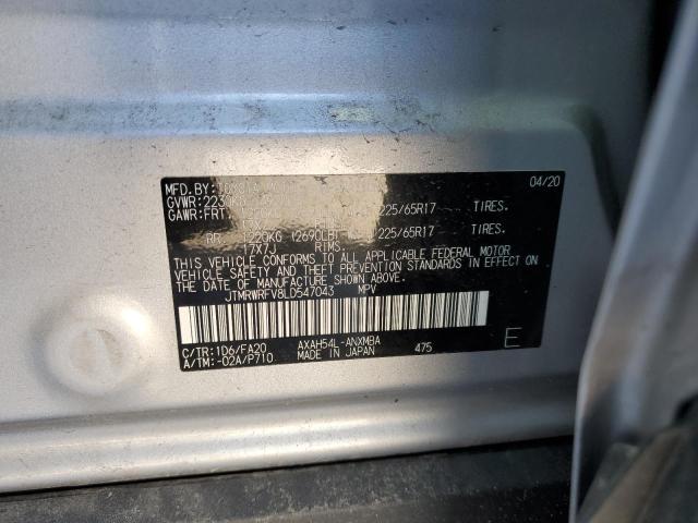 JTMRWRFV8LD547043 - 2020 TOYOTA RAV4 XLE SILVER photo 13