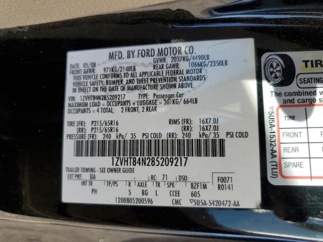 1ZVHT84N285209217 - 2008 FORD MUSTANG BLACK photo 13