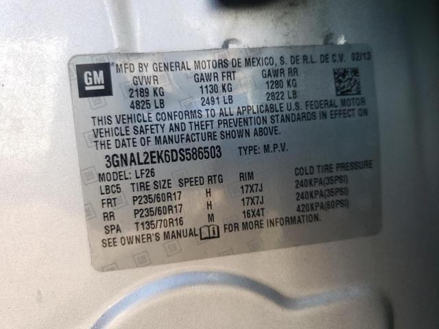 3GNAL2EK6DS586503 - 2013 CHEVROLET CAPTIVA LS 银色 照片 12