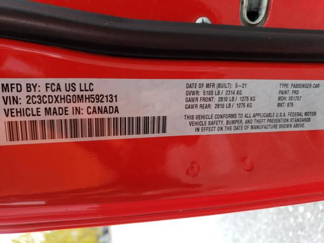 2C3CDXHG0MH592131 - 2021 DODGE CHARGER GT RED photo 12