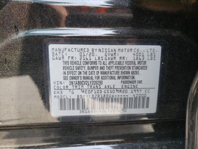 3N1AB8CV2LY209290 - 2020 NISSAN SENTRA SV BLACK photo 12