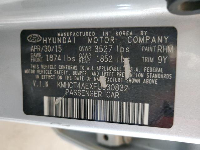 KMHCT4AEXFU930832 - 2015 HYUNDAI ACCENT GLS SILVER photo 12