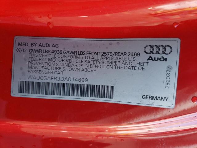 WAUCGAFR3DA014699 - 2013 AUDI S5 PREMIUM PLUS 红色 照片 12