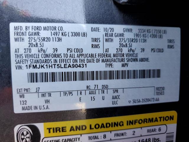 1FMJK1HT5LEA90431 - 2020 FORD EXPEDITION MAX XLT BLACK photo 14