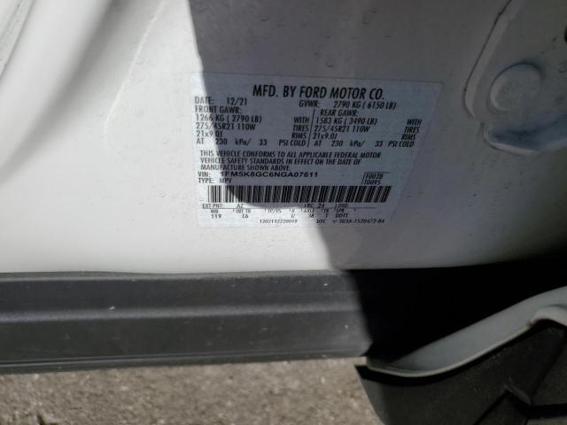 1FM5K8GC6NGA07611 - 2022 FORD EXPLORER ST WHITE photo 14