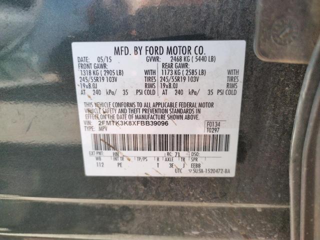 2FMTK3K8XFBB39096 - 2015 FORD EDGE TITAN CHARCOAL photo 13