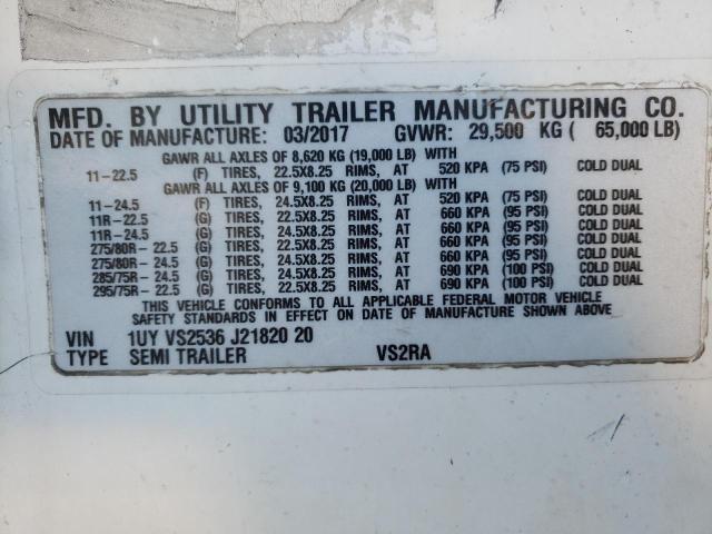 1UYVS2536J2182020 - 2018 GREAT DANE TRAILER 53 REEFER WHITE photo 10