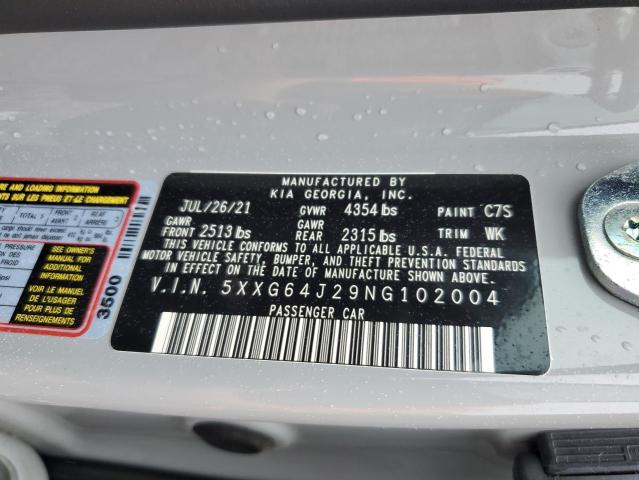 5XXG64J29NG102004 - 2022 KIA K5 GT LINE GRAY photo 12