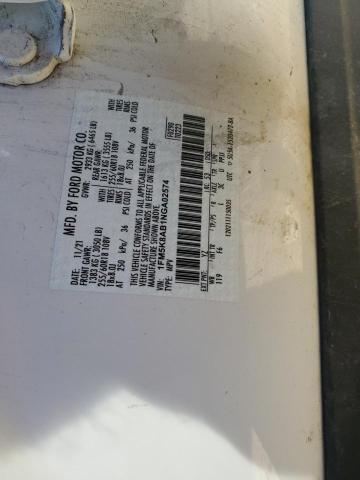 1FM5K8AB1NGA02574 - 2022 FORD EXPLORER POLICE INTERCEPTOR WHITE photo 14