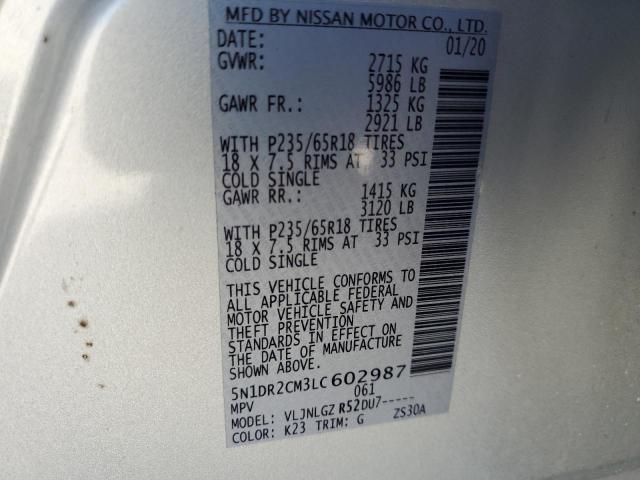 5N1DR2CM3LC602987 - 2020 NISSAN PATHFINDER SL SILVER photo 14