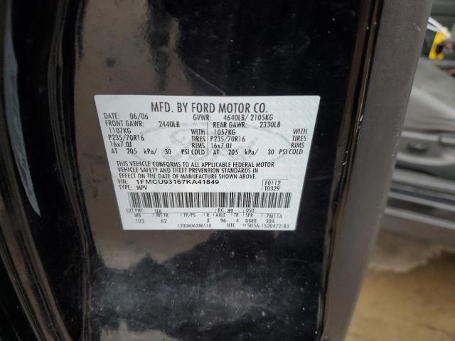 1FMCU93167KA41849 - 2007 FORD ESCAPE XLT BLACK photo 13