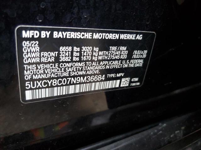 5UXCY8C07N9M36684 - 2022 BMW X6 M50I BLACK photo 13