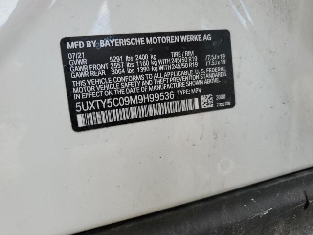 5UXTY5C09M9H99536 - 2021 BMW X3 XDRIVE30I WHITE photo 12