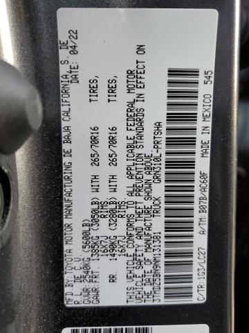 3TMDZ5BN9NM131381 - 2022 TOYOTA TACOMA DOUBLE CAB GRAY photo 13