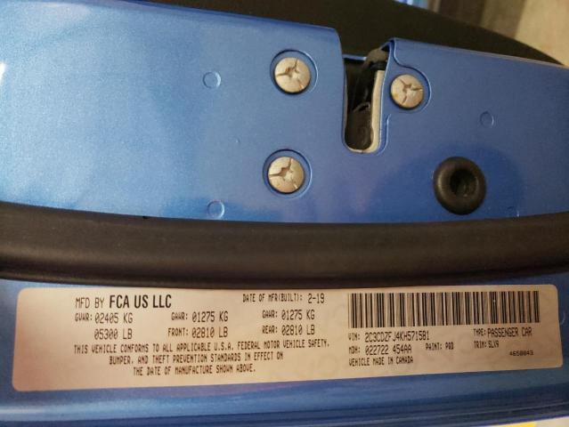 2C3CDZFJ4KH571581 - 2019 DODGE CHALLENGER R/T SCAT PACK BLUE photo 12