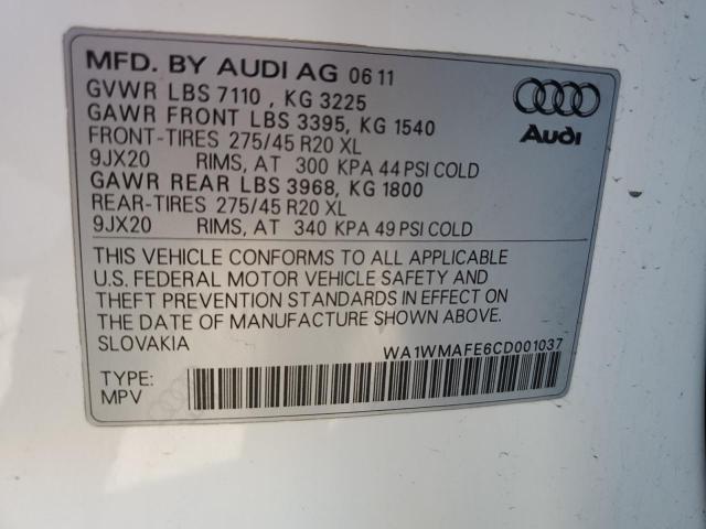 WA1WMAFE6CD001037 - 2012 AUDI Q7 PRESTIGE WHITE photo 13