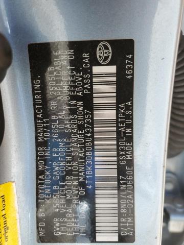 4T1BK3DB0BU437357 - 2011 TOYOTA AVALON BASE 蓝色 照片 12