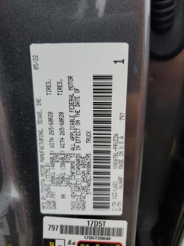 5TFNA5EC9NX006395 - 2022 TOYOTA TUNDRA CREWMAX PLATINUM ნაცრისფერი ფოტო 12