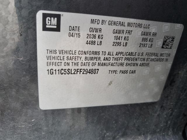 1G11C5SL2FF294807 - 2015 CHEVROLET MALIBU 1LT BLACK photo 12