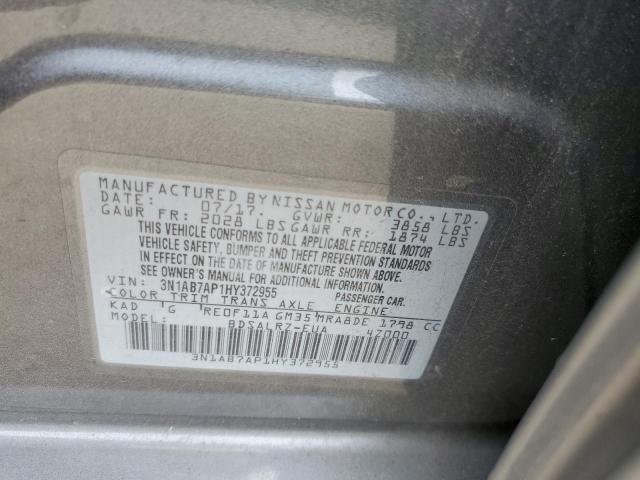 3N1AB7AP1HY372955 - 2017 NISSAN SENTRA S GRAY photo 12