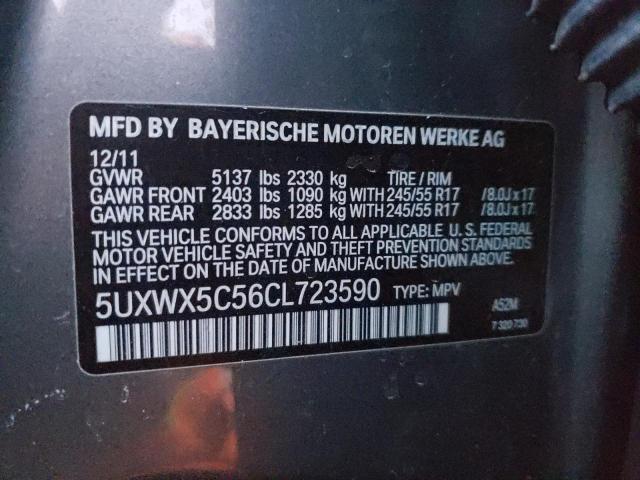 5UXWX5C56CL723590 - 2012 BMW X3 XDRIVE28I GRAY photo 12