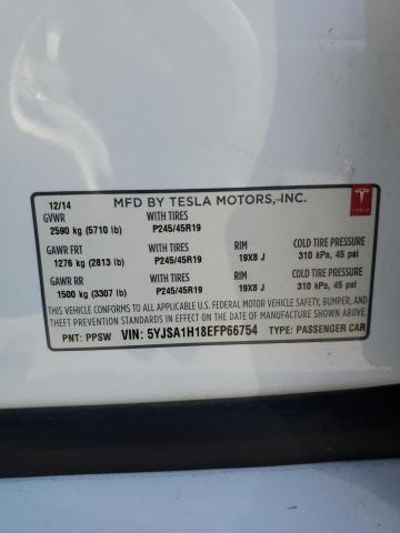 5YJSA1H18EFP66754 - 2014 TESLA MODEL S Սպիտակ լուսանկար 12