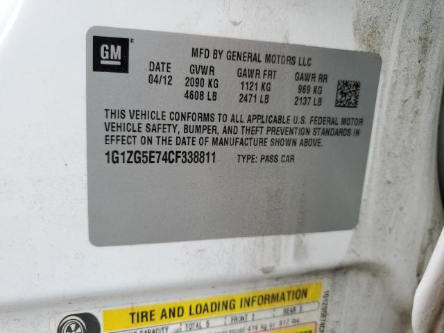 1G1ZG5E74CF338811 - 2012 CHEVROLET MALIBU LTZ თეთრი ფოტო 12