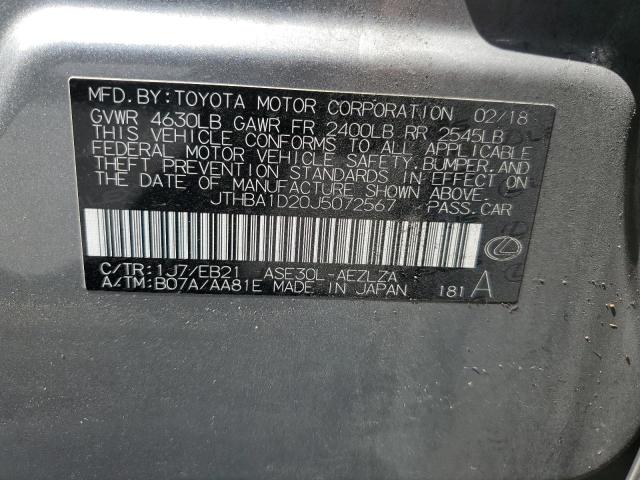 JTHBA1D20J5072567 - 2018 LEXUS IS 300 SILVER photo 12