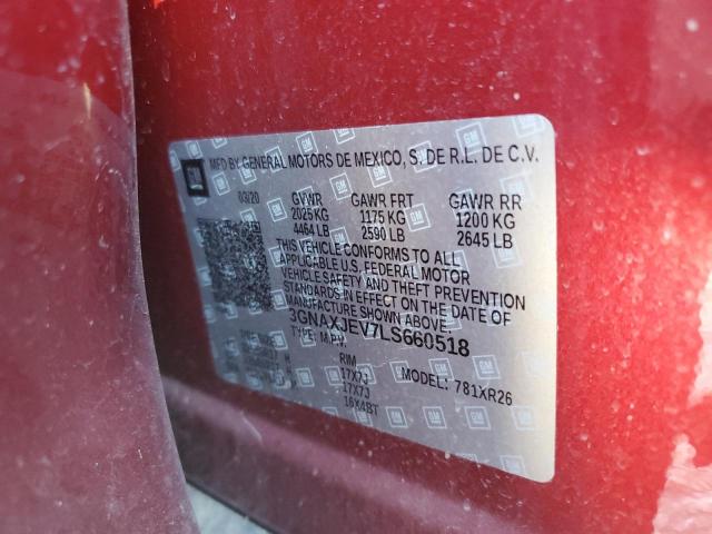 3GNAXJEV7LS660518 - 2020 CHEVROLET EQUINOX LT BURGUNDY photo 12