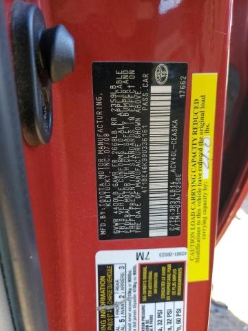 4T1BE46K99U336161 - 2009 TOYOTA CAMRY BASE RED photo 12
